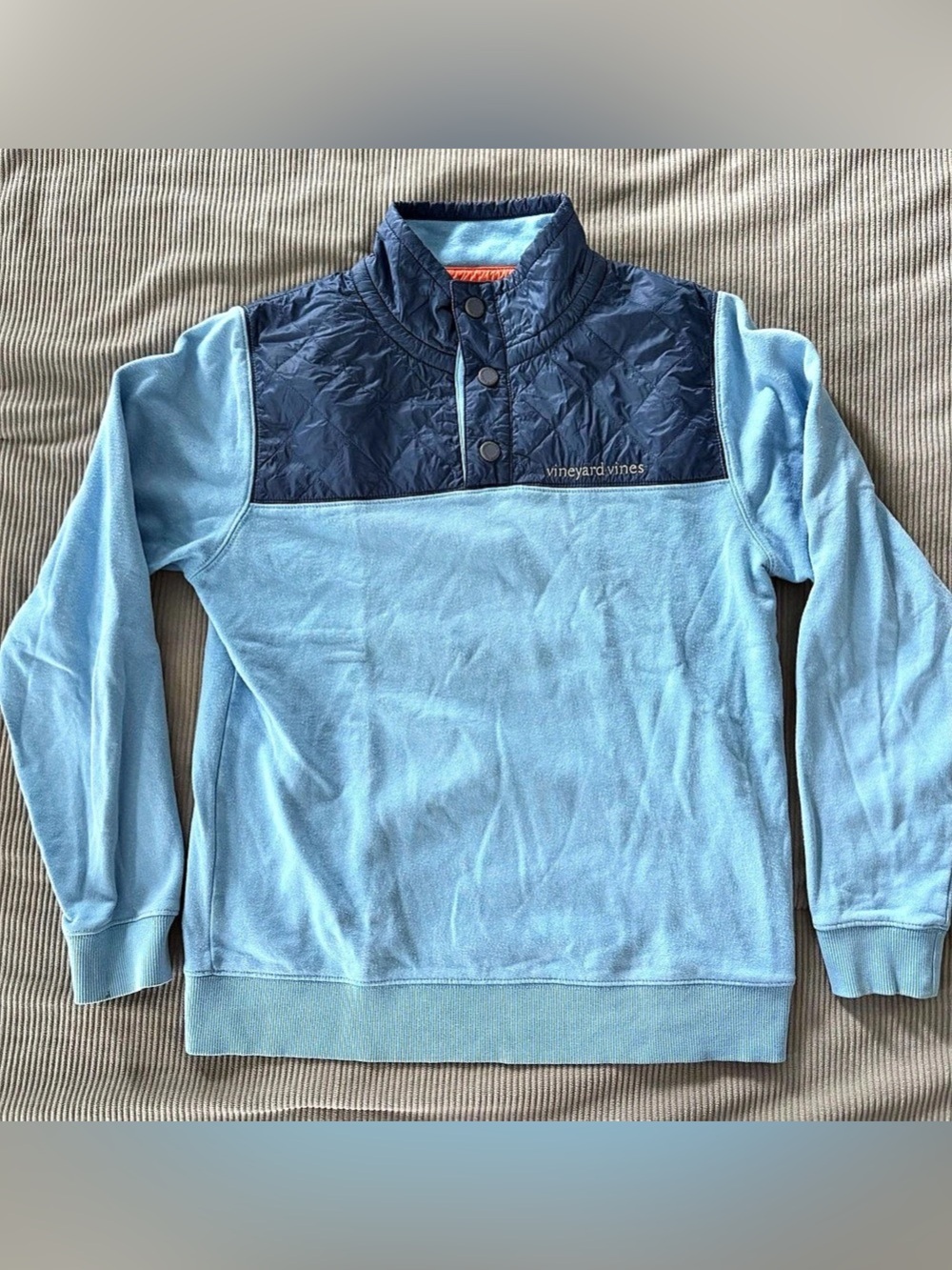 Vineyard Vines Performance Quarter-Zip Pullover Quilted Yoke Blue Size Medium
